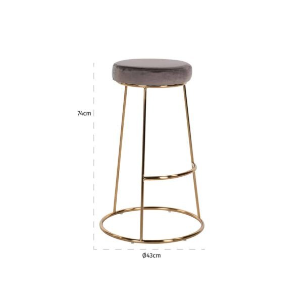 BRS1026/Bar stool Brandy Stone Velvet / gold
Fabric: Quartz Stone 100% Polyester | Legs: Iron - Image 2