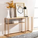 CON1064/OCTAVIA CONSOLE TABLE/BEIGE FAUX STONE/BLACK FAUX GRANITE/GO