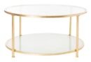 CT1086/IVY 2 TIER ROUND COFFEE TABLE/GLASS/GOLD FOIL