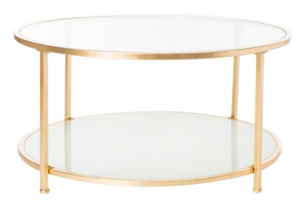 CT1086/IVY 2 TIER ROUND COFFEE TABLE/GLASS/GOLD FOIL - Image 3