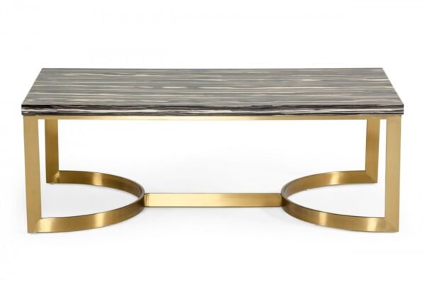 CT1091/Greely - Glam Black and Gold Marble Coffee Table