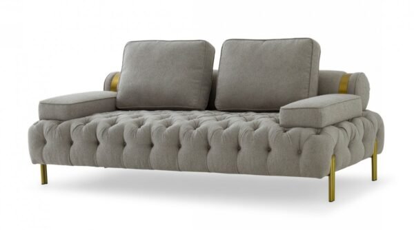SO1021/Casa Ladera - Glam Grey and Gold Fabric Loveseat - Image 2