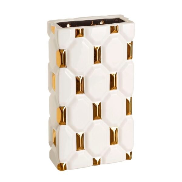 VS1272/VASE WHITE-GOLD CERAMIC DECORATION - Image 2