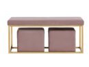 BN1013/Walden Modern Mauve Velvet Bench & Ottoman Set