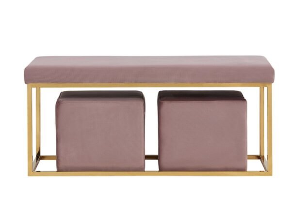BN1013/Walden Modern Mauve Velvet Bench & Ottoman Set