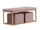 BN1013/Walden Modern Mauve Velvet Bench & Ottoman Set