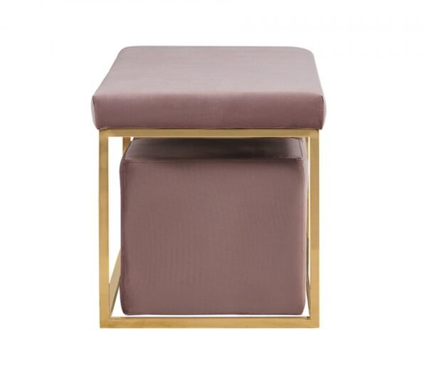 BN1013/Walden Modern Mauve Velvet Bench & Ottoman Set - Image 3