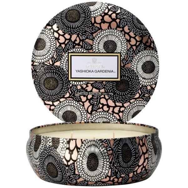SC1013/YASHIOKA GARDENIA 3 WICK CANDLE IN DECORATIVE TIN - Image 2