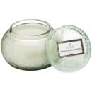 SC1028/French Cade Embossed glass CHAWAN bowl with lid.
