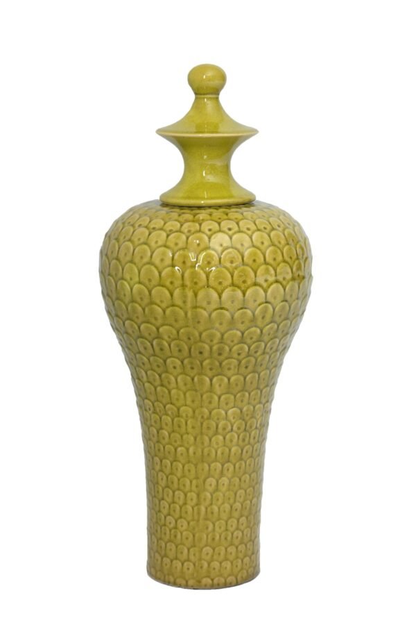 VS1096/CITRINE YELLOW GLAZE VASE W/LID - Image 2